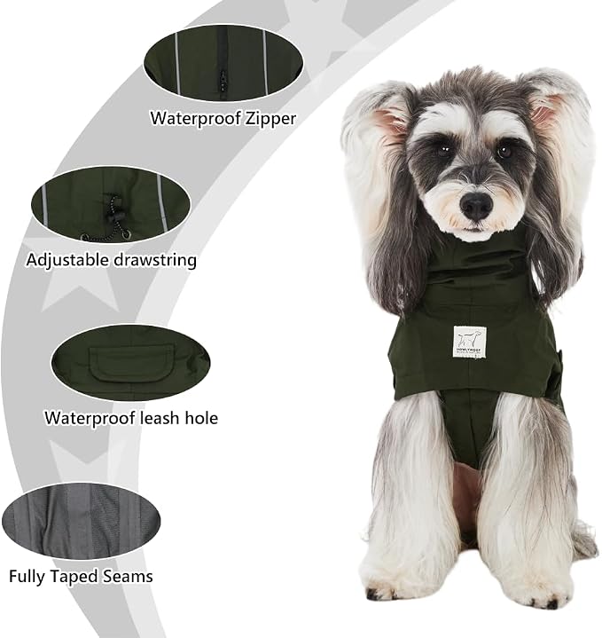 Waterproof Dog Raincoat, Hooded Raincoat for Dachshund Whippet Small Medium Large Dogs, Adjustable Dog Rain Coat Jacket (02 (Dachshund 10-16lbs))