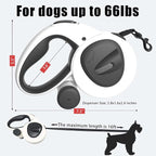 HCY&WLD Upgrade 4-in-1 Retractable Dog Leash with LED Light & Dispenser & Poop Bags, 16 ft Heavy Duty Dog Leash with Anti-Slip Handle for Dogs up to 66 lbs, 360° Tangle-Free, One Button Brake & Lock