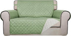 PureFit Reversible Quilted Couch Covers for Dogs Loveseat Sofa Cover 46.5” | Sage Green/Ivory, Water Resistant Couch Protector, Washable Pet Couch Cover with Non Slip and Elastic Straps For Kids