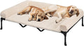 Veehoo Elevated Dog Beds Large Sized Dog with Fluffy Plush Bolster Cushion | Orthopedic Raised Dog Beds for Indoor Outdoor, Soft Pet Sofa Cot with Removable Washable Mat, No-Slip Feet, 59" x 37", White