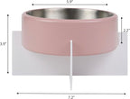 DBL3000A Intersecta Small/Medium Concrete and Stainless Steel Bowl 16oz (2 Cups) with Metal Stand Pet Feeder, Pink/White
