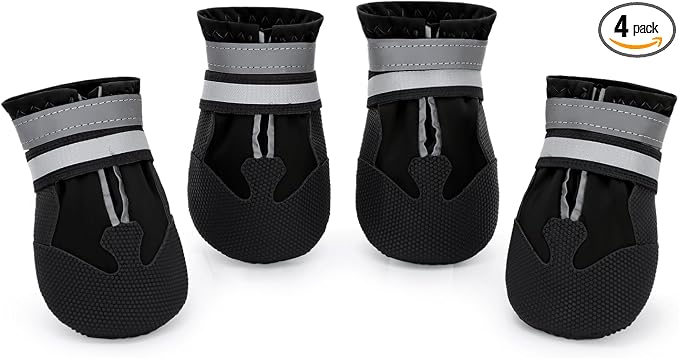 Winter Dog Boots - Non-Slip Dog Shoes for Snow/Summer Hot Pavement, Reflective Dog Booties & Paw Protectors for Medium/Large Dogs