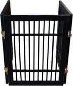 Urnporium Freestanding Wooden Dog Gate – Folding Acacia Hardwood Pet Barrier with 2-Way Hinges, Portable Indoor Outdoor Puppy Safety Fence for Doorways, Hallways (Black Pet Gate, 3 Panel 24" Tall)