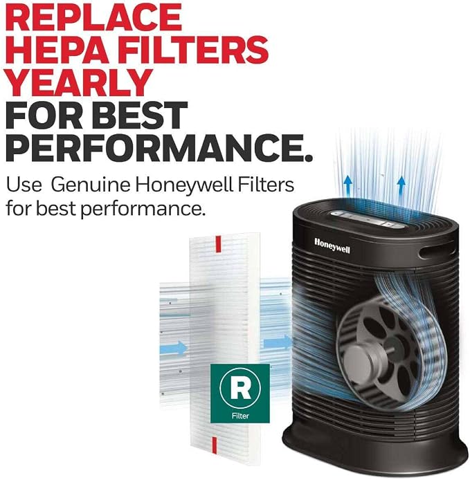 Honeywell HEPA Air Purifier Filter R 1 Pack For HPA 100/200/300, 3000, 5000 | Genuine Honeywell Filter, Airborne Allergen HEPA Air Filter Replacement Targets Wildfire/Smoke, Pollen, Pet Dander and Dust