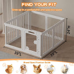 Clear Acrylic Dog Playpen with Door, 8-Panel 24 Inch Tall Indoor Puppy Enclosure with Secure Lock Door. Lightweight, Durable Washable Plastic, Easy Setup, Low Maintenance & Simple Cleaning（White）