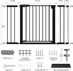 Mumeasy 29.7-48" Baby Gate for Stairs, Pressure Mounted Dog Gate for Doorways, Extra Wide Walk Thru Safety Pet Gate for Doors with Auto Close, Easy Install Child Gate for Hallway Indoor House, Black