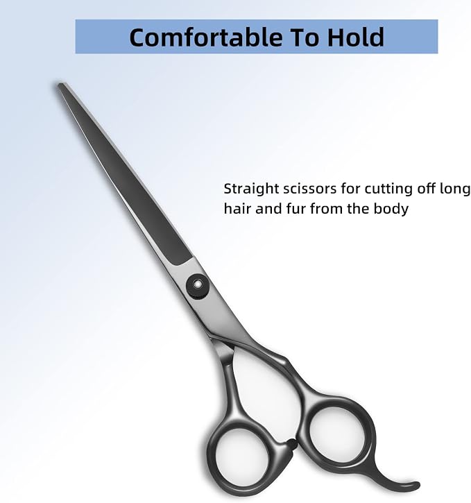 8.0 in 9CR Titanium Professional dog grooming scissors set,Grooming Scissors for Dogs Cats,Pet nail clippers,Shears, Straight,Curved,Thinning Shears,Comb for Full Body,Face, Nose,Ear,Paw