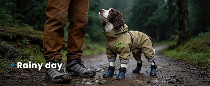 Dog Shoes for Hot Pavement - Comfortable Paw Protection for Medium & Large Dogs, Adjustable Strap & Non-Slip, Easy-Clean, Outdoor Sports Boots, Dog Booties for Summer Rain (Blue, L)