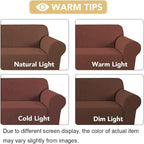 H.VERSAILTEX Stretch Couch Covers for Sofa 1 Piece Slipcovers for Couches and Sofas 3 Seater Couch Cover Feature Thick Checked Jacquard Fabric with Elastic Bottom(Large Sofa 90"-100" Wide, Caramel)