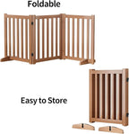 Wooden Freestanding Foldable Dog Gate, 24 Inch Height 3 Panel Pet Gate No Drill for Doorways Stairs, Fully Assembled Indoor Puppy Fence (Brown, 60" W x 24" H)