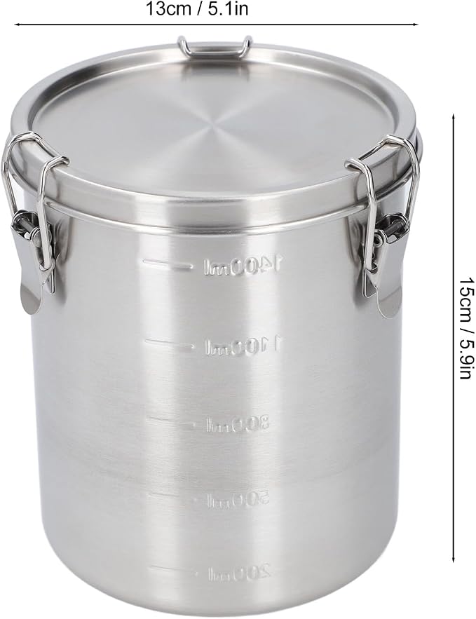 Metal Dog Food Storage Container, Stainless Steel Airtight Pet Food Canister with Lid, Cat Dog Food Holder Bin Cookie Jar Treats Container for Home Kitchen Farmhouse (1600ML)