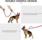 DAGANXI Tactical Dog Collar, Adjustable Military Training Nylon Dog Collar with Control Handle and Heavy Metal Buckle for Medium and Large Dogs, with Patches and Airtags Case (Red-Set, M)