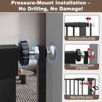 Fairy Baby 51.1" Extra Tall Pet Gate 29.5"-48.4" Extra Wide Cat Dog Gates | Tall Baby Gate for Doorway, Pressure Mounted No Drill, 1.37" Narrow Bar Spacing, Walk Thru Auto Close Metal Doggy Gate, Black
