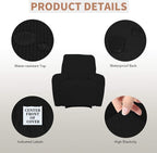 Easy-Going 100% Waterproof Recliner Chair Cover，1-Piece Recliner Slipcover | Dual Waterproof Couch Cover for Recliner，Leakproof Furniture Protector for Kids Pets Dog Cat Daily Stain, Black