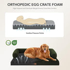 Orthopedic Dog Bed for Extra Large Dogs, 41x27in, Olive Green | Orthopedic Foam Relieves Joint Pressure, Bolsters Supports Head And Neck, Washable Cover, Non-Slip Bottom