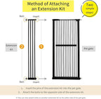 Lumizone 55.12" Extra Tall Pet Gate Extension Kit 8.27" Wide Black | Extra Tall Cat Gate for Dog Doorway Hallway Stairs Pressure Mounted 1.37" Gap No Drilling