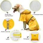 Pet Large Dog Raincoat Apparel Poncho Waterproof for Medium Large Sized for Dog Raincoat Clothes (Yellow, 4XL)
