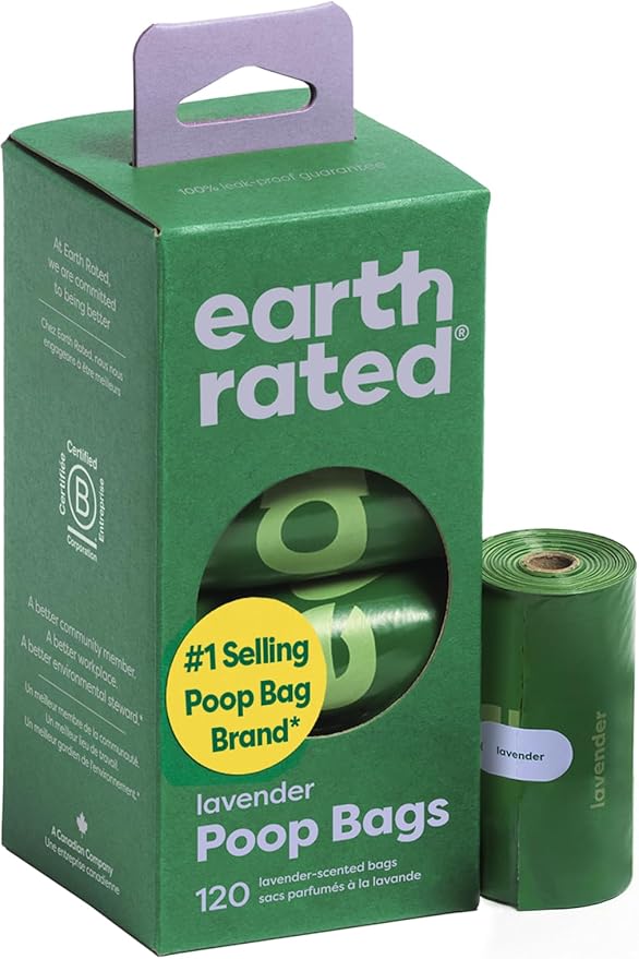 Earth Rated Dog Poop Bags for Dogs, 120 Leak Proof Refill Rolls, Lavender | Extra Thick Waste Bag Refill Rolls