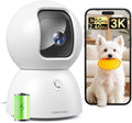 3K Pet Camera Indoor with Phone APP, 5MP Cameras for Home Security with 1400mAh Emergency Rechargeable Battery, 2.4G 5G Dual Band WiFi Indoor Camera, AI Detection Motion Tracking, 2-Way Talk