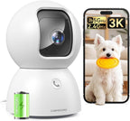3K Pet Camera Indoor with Phone APP, 5MP Cameras for Home Security with 1400mAh Emergency Rechargeable Battery, 2.4G 5G Dual Band WiFi Indoor Camera, AI Detection Motion Tracking, 2-Way Talk