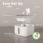 Automatic Cat Water Fountain, Wireless Pet Water Fountain with Stainless Steel Tray & BPA-Free Body, Ultra Quiet Pump, Motion Sensor, Easy to Clean, 3.2L/108oz for Multiple Cats & Small Dogs