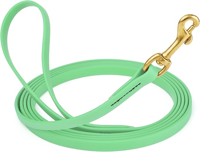Viper Biothane K9 Working Dog Leash Waterproof Lead for Tracking Training Schutzhund Odor-Proof Long Line with Solid Brass Snap for Puppy Medium and Large Dogs, 33ft Sea Foam Green