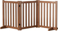 Wooden Freestanding Foldable Dog Gate, 24 Inch Height 3 Panel Pet Gate No Drill for Doorways Stairs, Fully Assembled Indoor Puppy Fence (Teak Color, 60" W x 24" H)