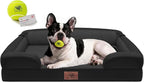 Waterproof Orthopedic Dog Bed for Medium Large Sized Dogs | Memory Foam Pet Bed Sofa with Bolster, Dog Couch with Washable Cover & Non-Slip Bottom, 30x20 Inch, Black