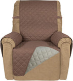 PureFit Reversible Recliner Chair Covers Couch Covers for Dogs, 19 in | Brown/Beige, Water Resistant Couch Protector, Washable Pet Couch Cover with Non Slip and Elastic Straps For Kids