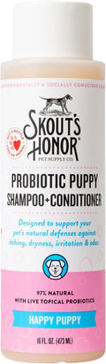 SKOUT'S HONOR Probiotic Puppy Shampoo and Conditioner - Happy Puppy, 16 oz | Natural 2-in-1 for Puppies and Dogs, Microbiome-Friendly with Avocado Oil & Omega-3s, Paraben & Sulfate-Free