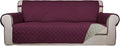 PureFit Reversible Quilted Sofa Cover Dog Couch Covers for Sofa, 66 in | Wine/Beige, Water Resistant Couch Protector, Washable Pet Couch Cover with Non Slip and Elastic Straps For Kids