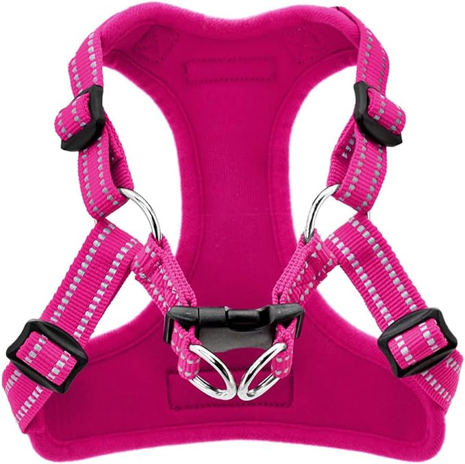 Voyager Step-in Flex Adjustable Dog Harness - Fuchsia, Large | 20 - 25" in Chest, Fully Adjustable, Reflective Bands, All Weather Breathable Air Mesh, Lightweight, Fast Drying
