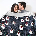 PAVILIA Premium Christmas Sherpa Throw Blanket, 60x80, Grey Snowman Cozy Fleece Holiday Blanket, Reversible Plush Winter Throw for Couch & Bed, Ultra Soft Warm Christmas - Image 3