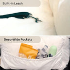 JACKO & CO - Premium Dog Car Seat Bed V2 for Small & Medium Pets Under 40lbs - Water Resistant, Machine Washable, Removable Covers, Clip-On Leash for Back Seat Use (Ultra Prem, Beige Medium 25-45lbs)