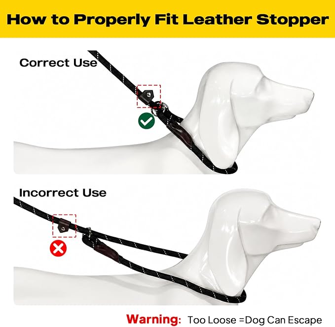 Fida Slip Leads for Dogs, 4 FT x 1/2" Dog Leash Heavy Duty Comfortable Strong Rope Lead for Large, Medium Dogs, No Pull Pet Training Leash with Highly Reflective, Black