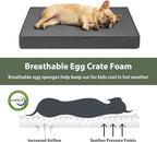 WNPETHOME Outdoor Dog Bed Waterproof, Large Outdoor Dog Bed for Large Sized Dog, Outdoor Indoor Dog Bed with Removable Washable Cover, Egg Crate Foam Dog Crate Mat, Durable Waterproof Dog Bed