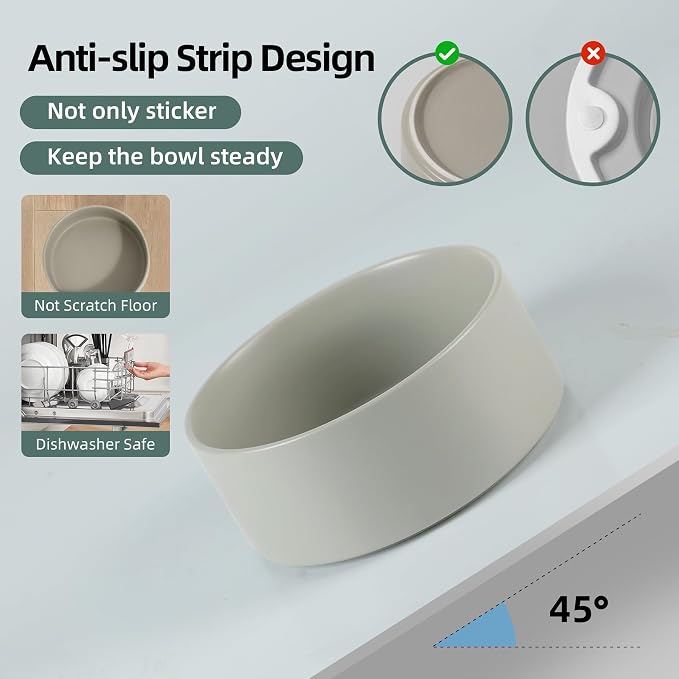 Havniva Ceramic Dog Bowls, 8.3” Dog Food and Water Bowl, Pet Feeding Bowl | Dog Food Bowl for Large Dogs, Food-Grade Ceramic, Dog Water Bowl with Non-Slip Rubber Base, Large Capacity, Dishwasher Safe