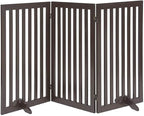 unipaws 36”H Free Standing Pet Gate for Dog Cat, 60”Wide Wooden Dog Gates | Foldable Pet Fence for Doorway, Stairs, Step, Expandable Doggy Barrier, Indoor Use