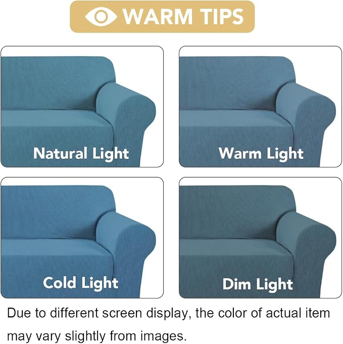H.VERSAILTEX Armchair Cover High Stretch Sofa Slipcover 1 Piece Couch Covers for Sofa Durable Spandex Fabric Furniture Protector Non Skid Machine Washable(Armchair 31"-40", Storm Blue)