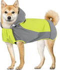 IECOii Large Dog Raincoat Waterproof,Hooded Rain Jacket Keep Dog Dry in Wet Weather,Reflective Rain Poncho Clothes with Convenient Leash Hole/Adjustable Magic Sticker/Easy On and Off/,Green,Large