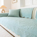 Leaf Floral Cotton Quilted Dog Couch Cover for Sofa Farmhouse Rustic Embroidered Sectional Couch Cover Soft Anti-Slip Sofa Slipcover Furniture Protector for Kids, Pets (Blue,43"x70")