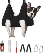 Supet Dog Grooming Hammock for Nail Trimming, Pet Grooming Hanging Harness | Restraint Dog Leashes Sling, Stress-Free Animal Holder Set for Clipping Nails, Ear & Eye Cleaning, Medicine(Black, S)