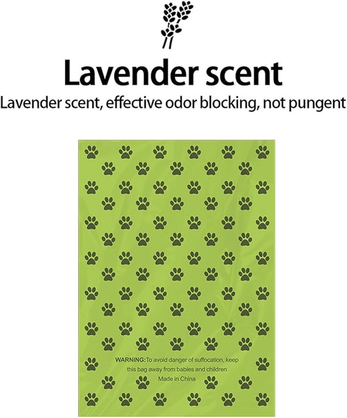 Dog Poop Bags Rolls, Lavender Scent Biodegradable Light Green, Large 9x13 Inch With Dispenser, Leakproof & Easy Tear 240 Count (16 Rolls) for Outdoor Dog Walking