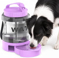 Portable Dog Water Bottle with Travel Bowl, 77 oz/2.2 L, Purple | 2-in-1 portable dog water bottle with pull-out bowl; BPA-free plastic, silicone seal, wide mouth and grip for hikes or travel