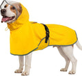 BRKURLEG Dog Raincoat, Waterproof Rain Jacket with Clear Hood for Small Medium and Large Dogs, Adjustable Reflective Pet Rain Coat Poncho with Leash Hole, Yellow L