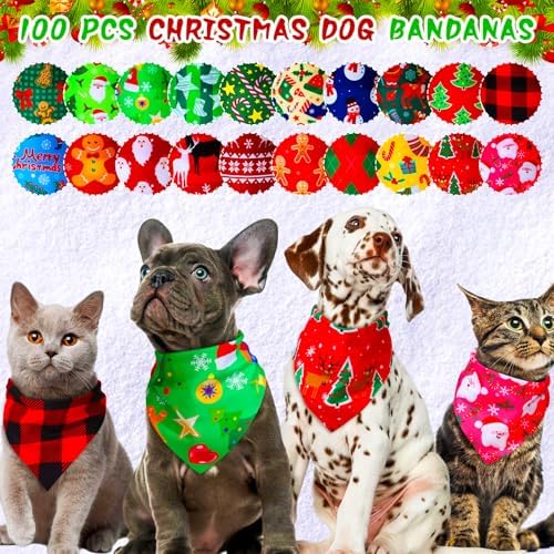 100 Pcs Christmas Dog Bandanas Bulk for Small Medium Pet Dog Cat - Image 5