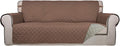 PureFit Reversible Quilted Sofa Cover, Water Resistant Slipcover Furniture Protector, Washable Couch Cover with Non Slip Foam and Elastic Straps for Kids, Dogs, Pets (Large, Brown/Beige) | Brown/Beige, Water Resistant Couch Protector, Washable Pet Couc...