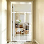 Lumizone Extra Tall Cat Gate 55.12" High 29.92"-42.51" Wide Pet Gate White | Dog Gate for Doorway Hallway Stairs Pressure Mounted Extra Wide 1.37" Gap No Drilling Auto-Close One-Handed Operation