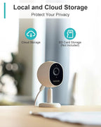 WUUK 4MP Indoor Wired Security Camera, Baby Monitoring, No Subscription | 24/7 Recording, Motion/Human/Crying Detection, Night Vision, 2 Way Talk, Magnetic Stand, Compatible with Alexa & Google