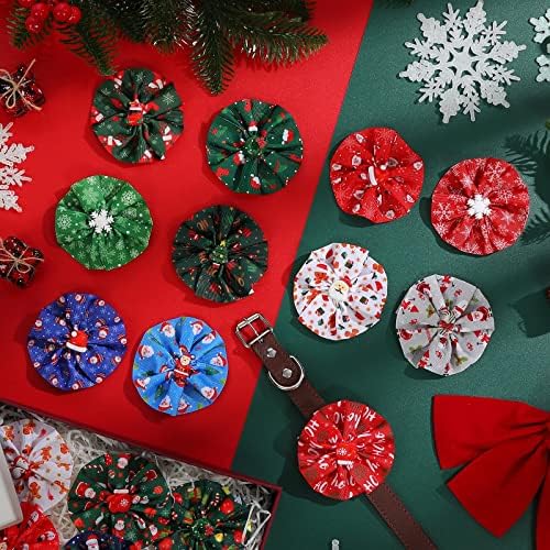 Kigeli 80 Pieces Christmas Dog Collar Flowers Bows Xmas Pet Charms,Santa - Image 5